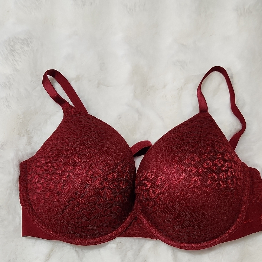 Pink Victoria's Secret Red Lace Bra 36D